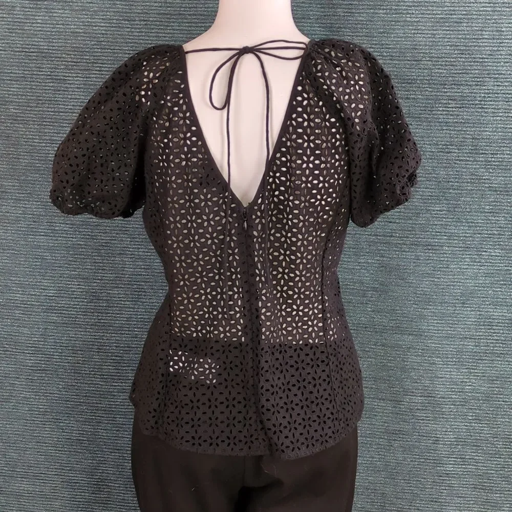 J. Crew Re-Imagined by J. Crew Eyelet Top, Puff Sleeves